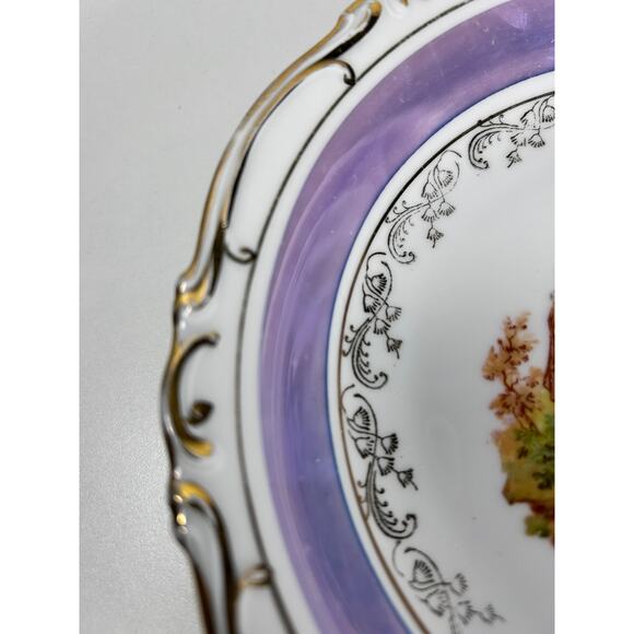 H&C Selb Bavaria Heinrich Fanny Eisler Courting Couple Bowl Purple Gold Trim 7.5 - Picture 3 of 8